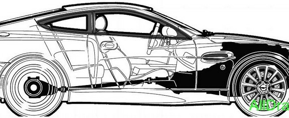 Aston Martin Vanquish (2002) - drawings (drawings) of the car